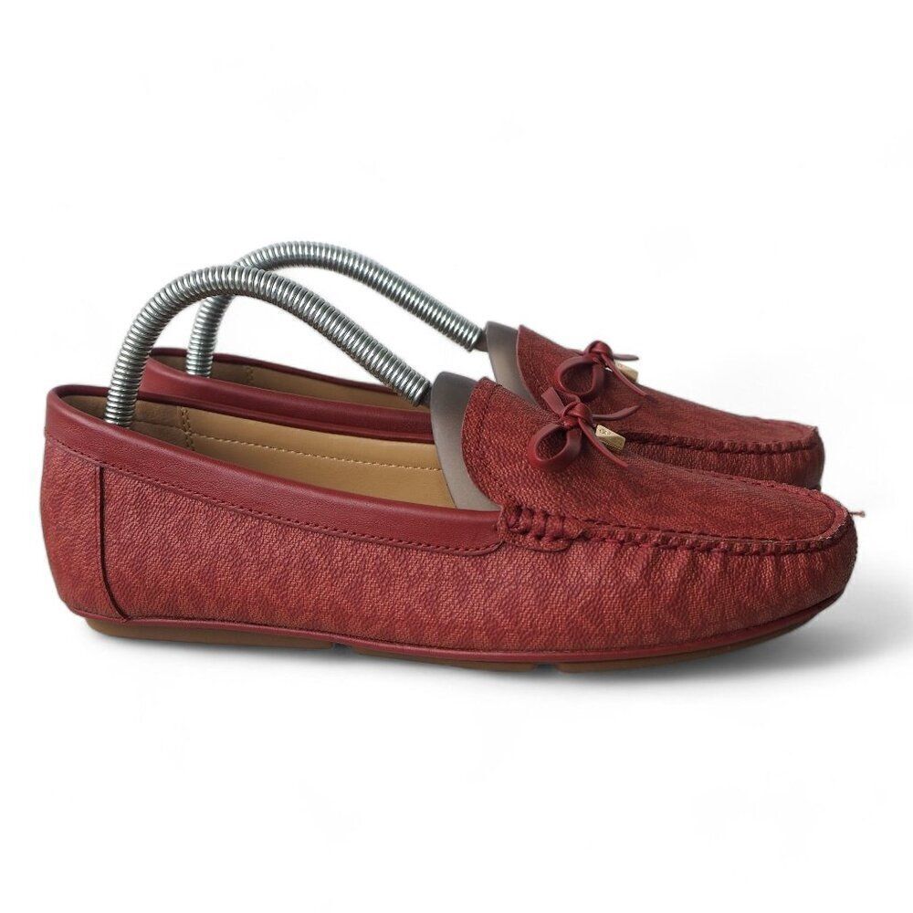Michael Kors‎ Juliette MK Logo Slip-on Moccasins Burgundy Red ME22E Women's 8M - Picture 4 of 11